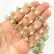 Coated Prehnite Gold Plated Wire Chain
