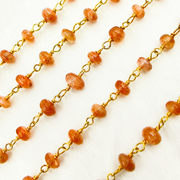 Sunstone Smooth Gold Plated 925 Sterling Silver Wire Chain