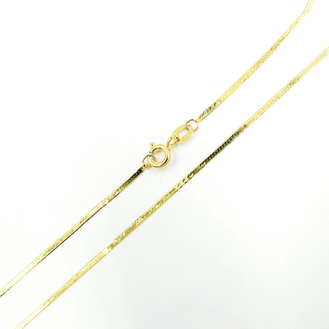 14K41. 14K Solid Gold Diamond Cut Snake Necklace