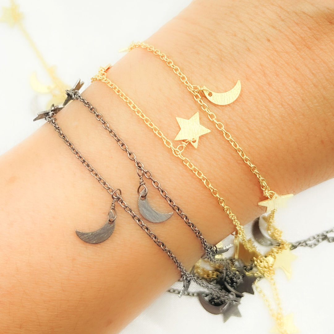 Star & Moon Shapes Dangle Wire Chain. 307SM