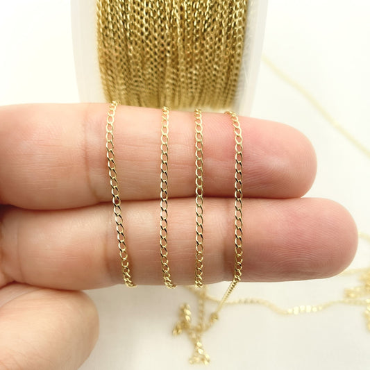 14K Solid Yellow Gold Curb Link Chain
