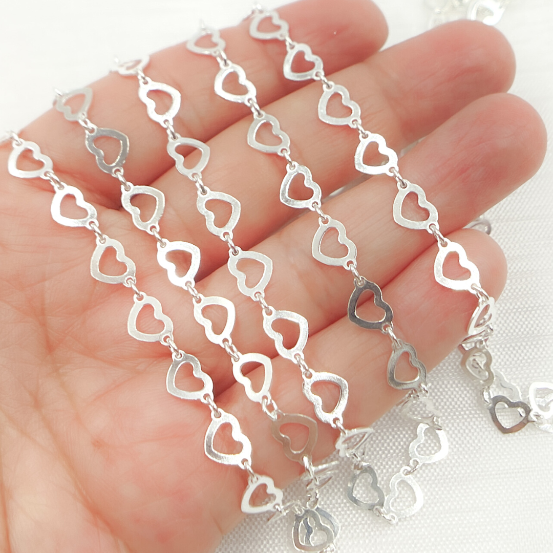 925 Sterling Silver Open Heart Shape Link Chain. V132SS