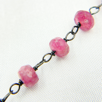 Pink Tourmaline Oxidized Wire Chain.