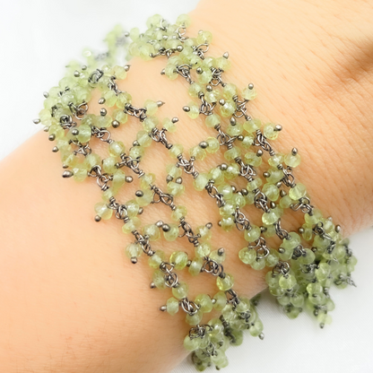 Peridot Cluster Dangle 3.5mm Oxidized Wire Chain
