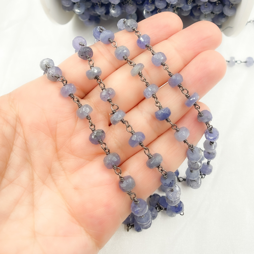 Tanzanite Oxidized Wire Chain. TAN6