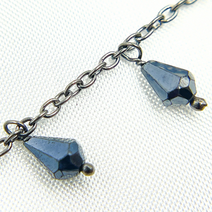 Coated Black Spinel Drop Dangle Oxidized Wire Chain