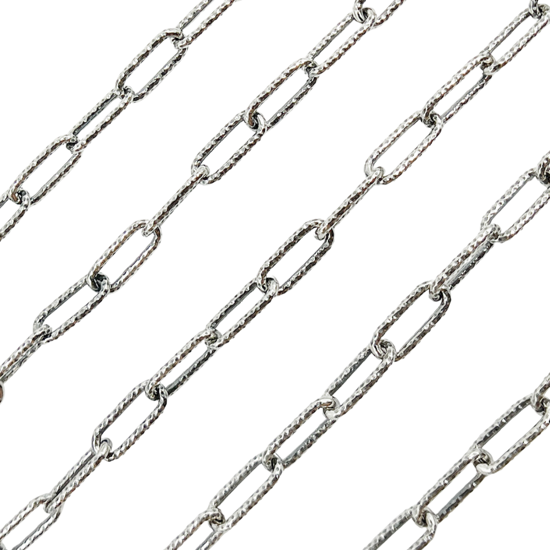 Oxidized Sterling Silver Diamond Cut Paperclip Chain