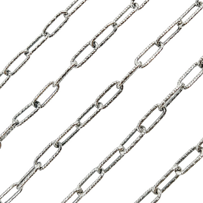 Oxidized Sterling Silver Diamond Cut Paperclip Chain