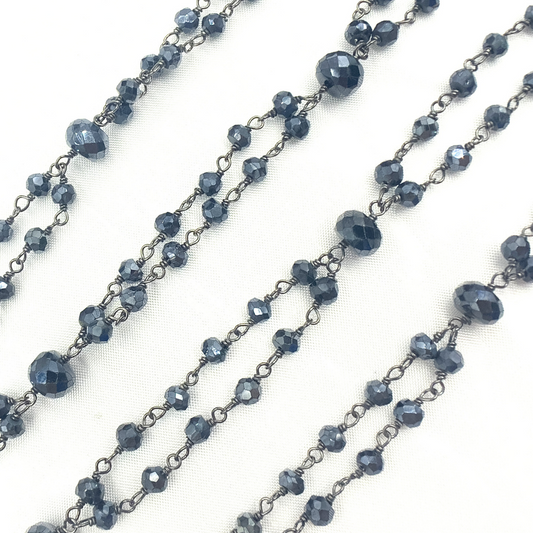 Coated Black Spinel Fancy Oxidized Wire Chain