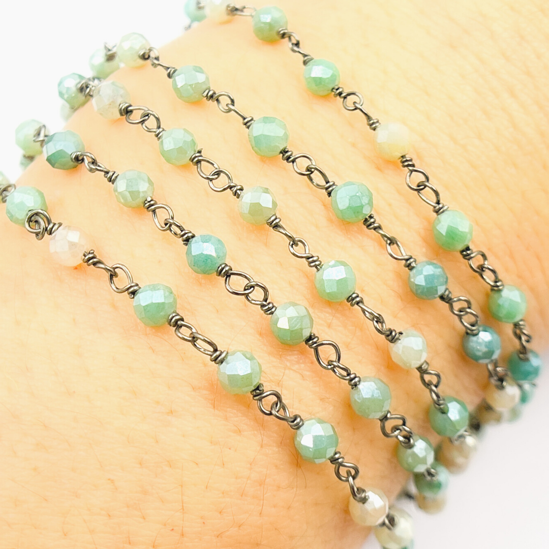 Coated Green Quartz Wire Chain. CQU22