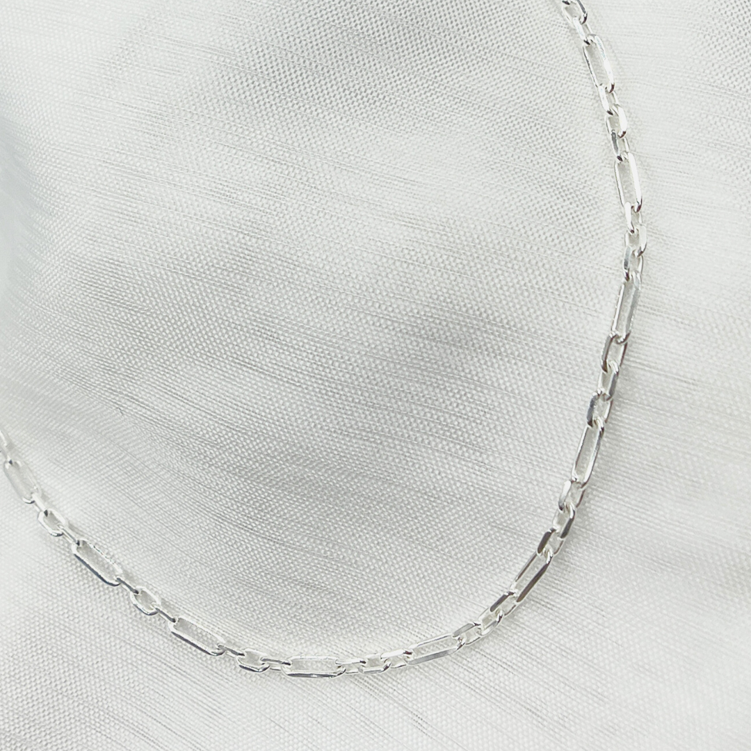 925 Sterling Silver Flat Paperclip Necklace. Z53SSNecklace