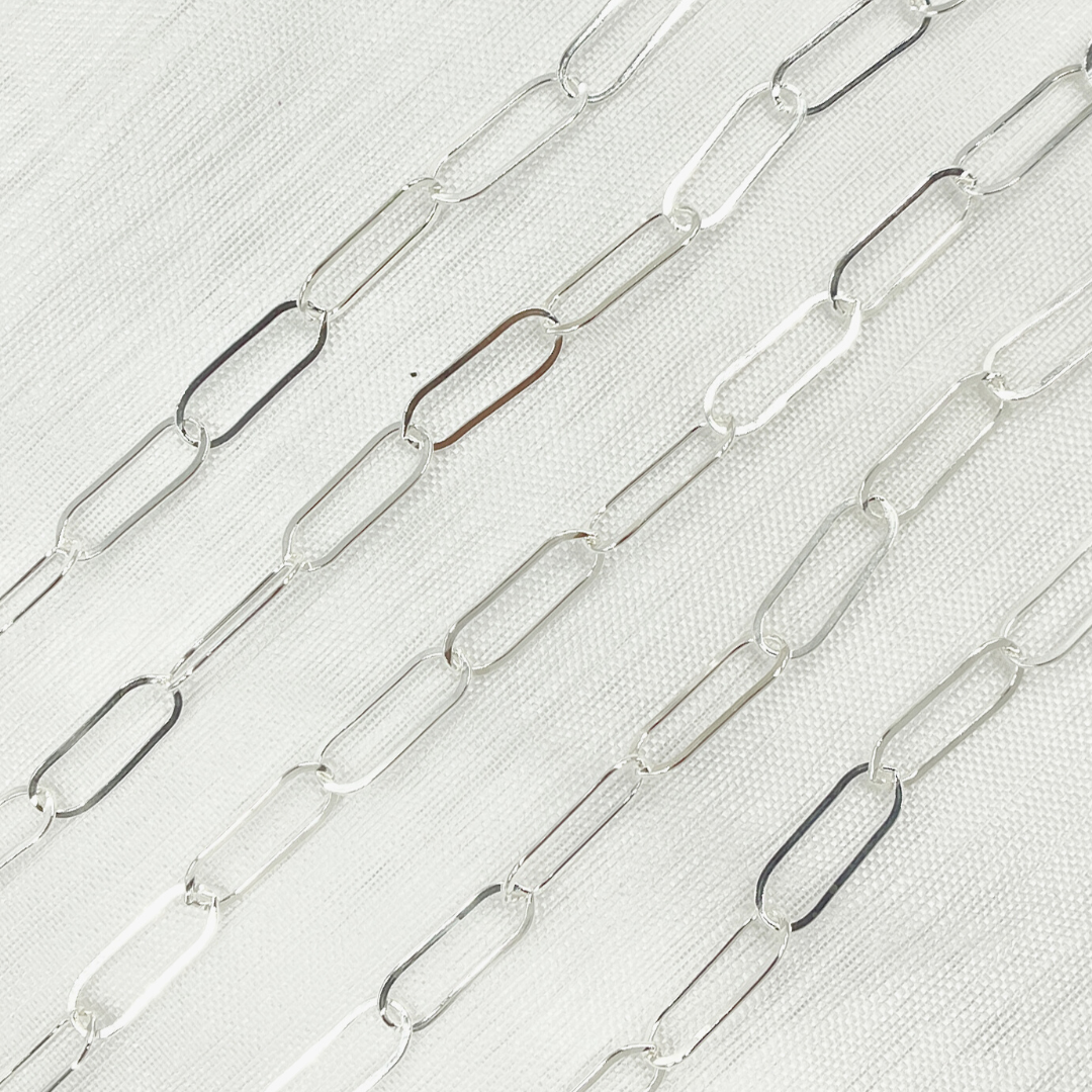 925 Sterling Silver Paperclip Flat Link Chain. 