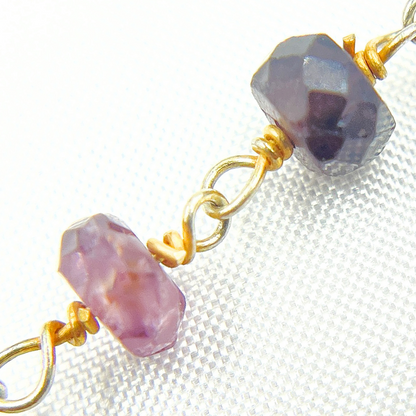 Multi Sapphire Ombre Gold Plated Wire Chain.