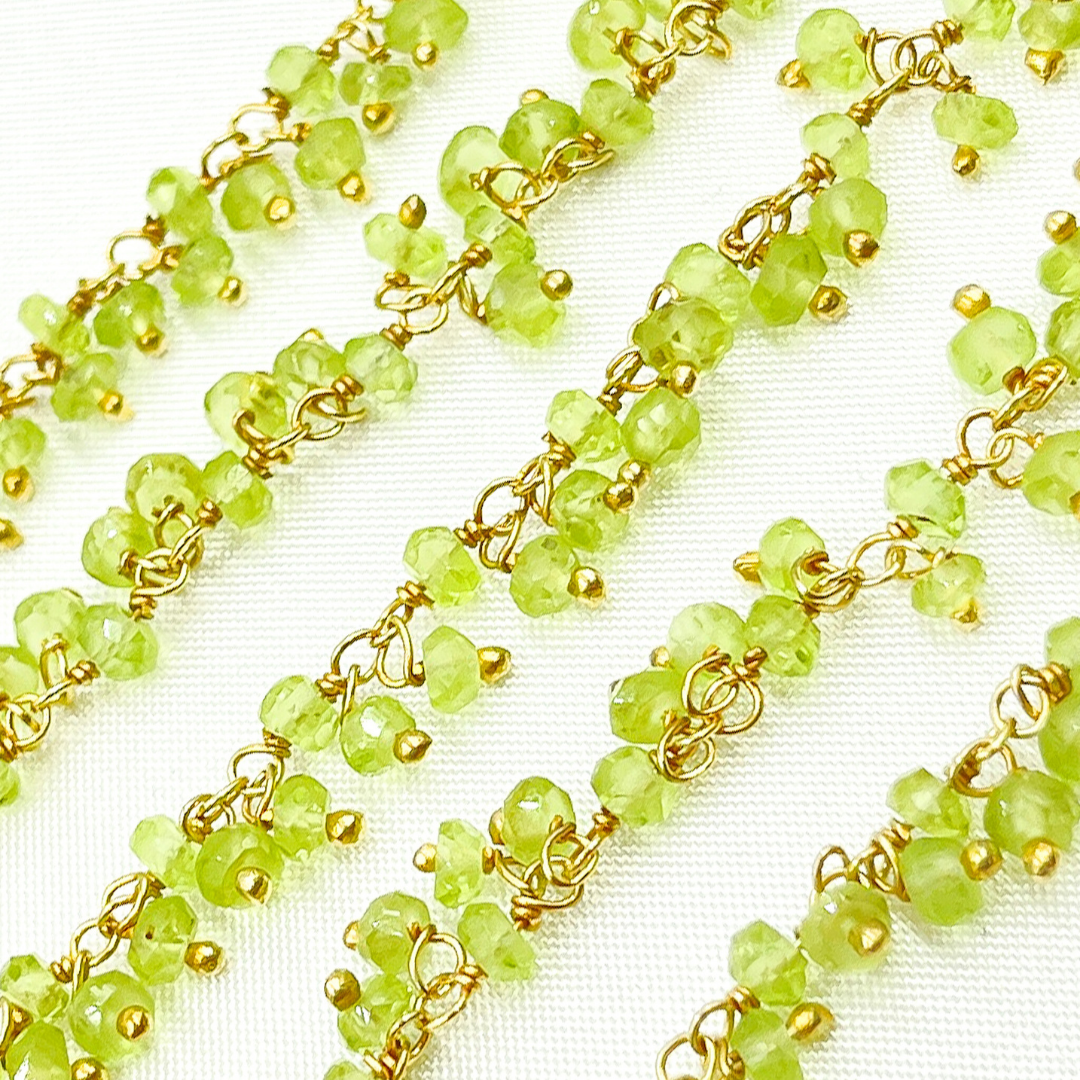 Peridot Cluster Dangle Gold Plated Wire Chain