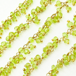 Load image into Gallery viewer, Peridot Cluster Dangle Gold Plated Wire Chain. PER5
