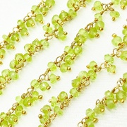 Peridot Cluster Dangle Gold Plated Wire Chain