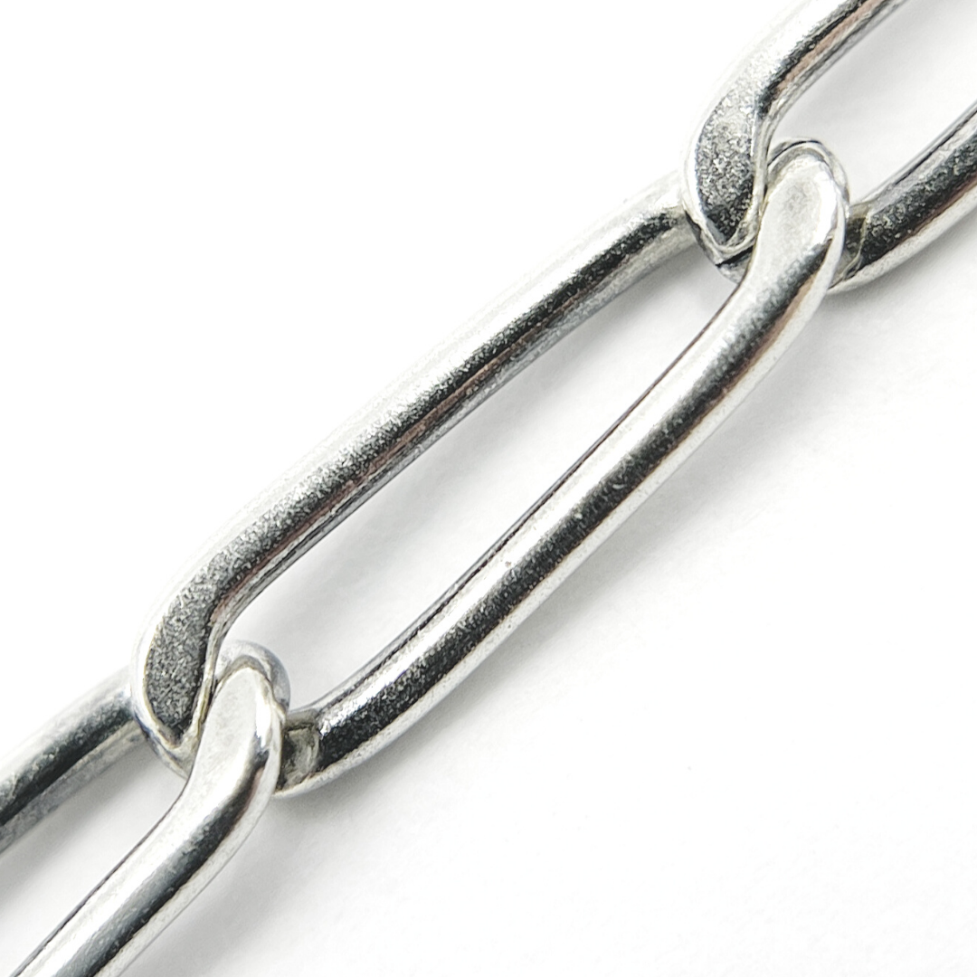 Oxidized 925 Sterling Silver Curb Paper Clip Chain. 299OX