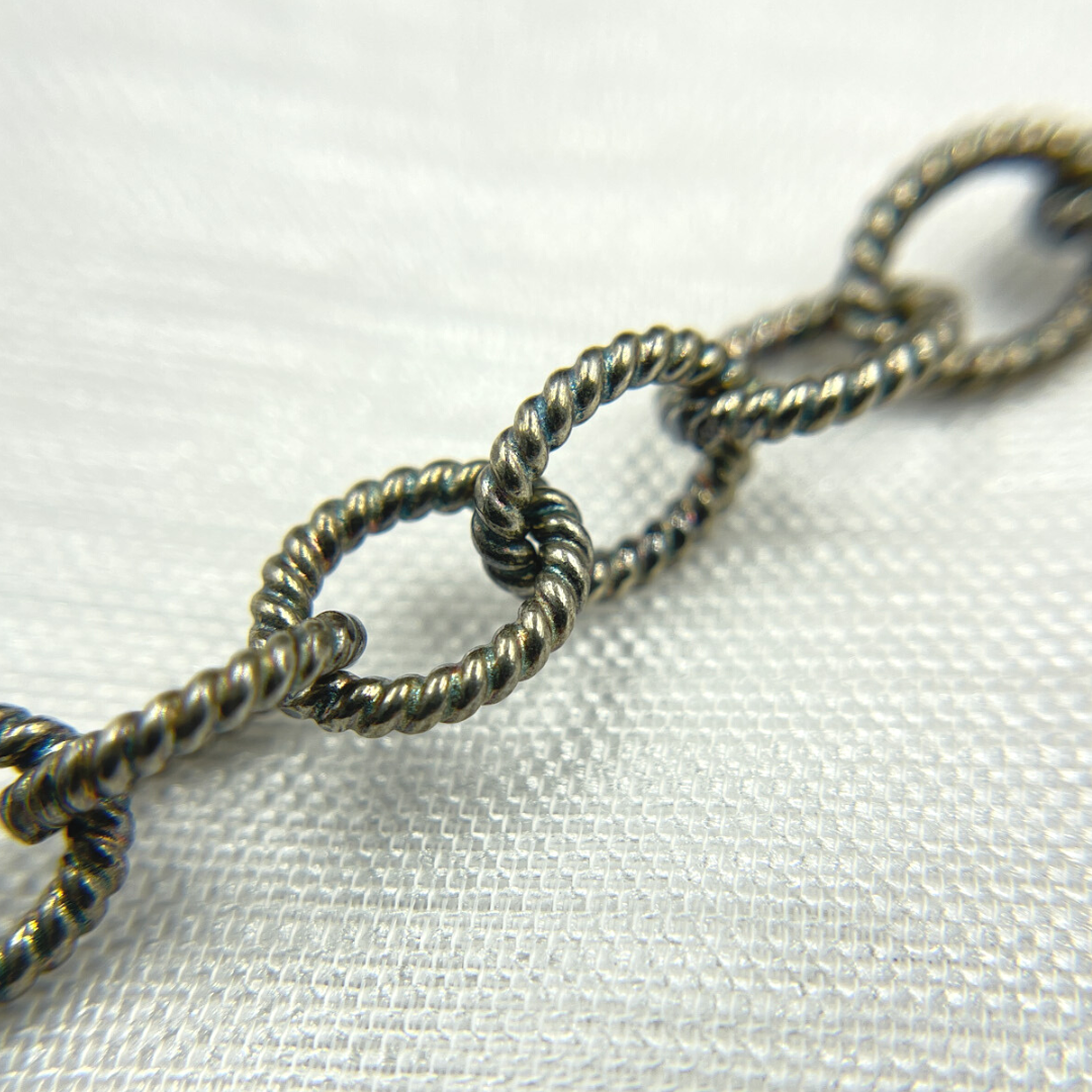 Oxidized 925 Sterling Silver Twisted Round Link Chain. 194OX