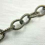 Oxidized Sterling Silver Twisted Round Link Chain