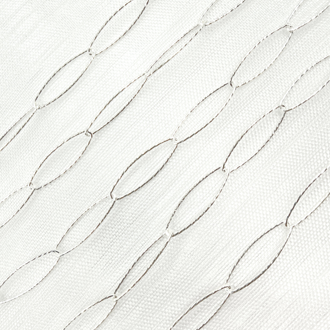 Sterling Silver Diamond Cut Marquise Link Chain