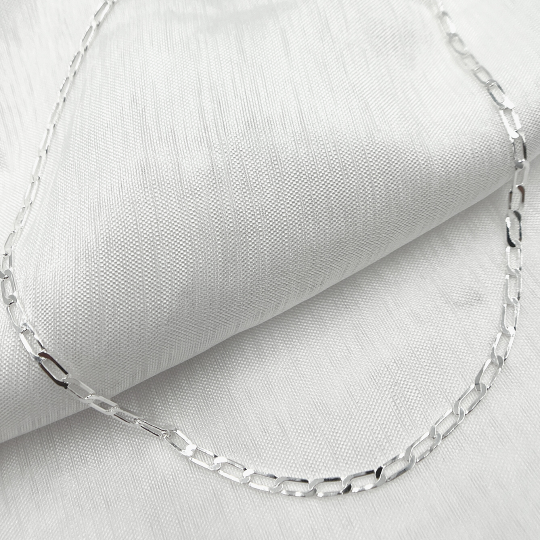 925 Sterling Silver Flat Paperclip Necklace. Z60Necklace