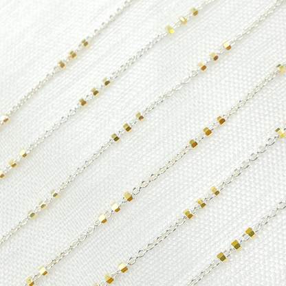 Z26GS2. 925 Sterling Silver Satellite Gold Plated 3 Cubes Chain