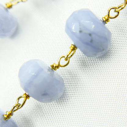 Blue Lace Agate Gold Plated Wire Chain.