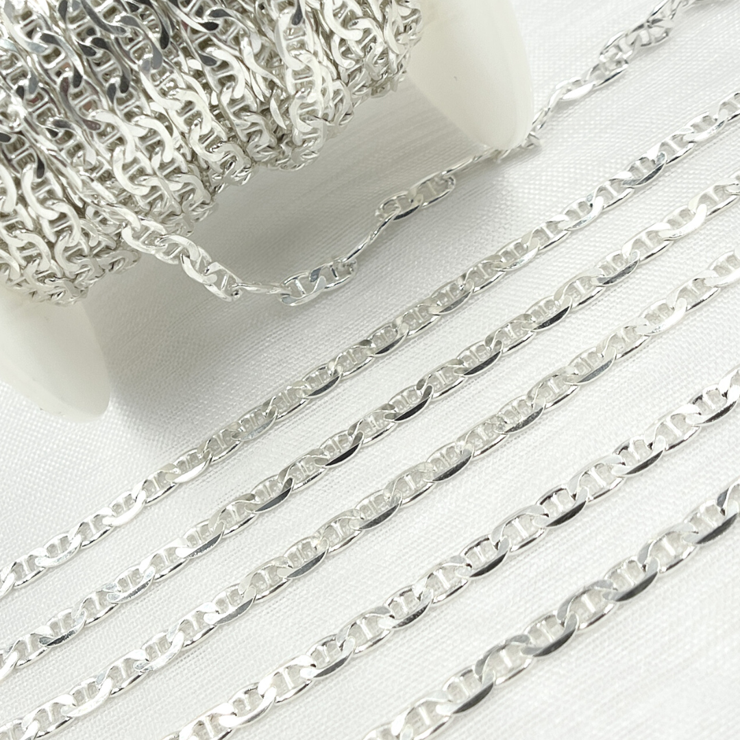 925 Sterling Silver Flat Marina Link Chain. Y66SS