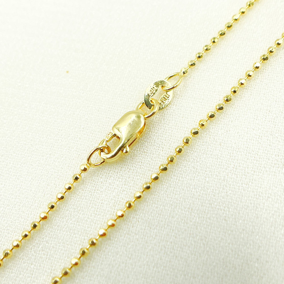 120CP8L. 14K Solid Yellow Gold Diamond Cut Ball Link Necklace