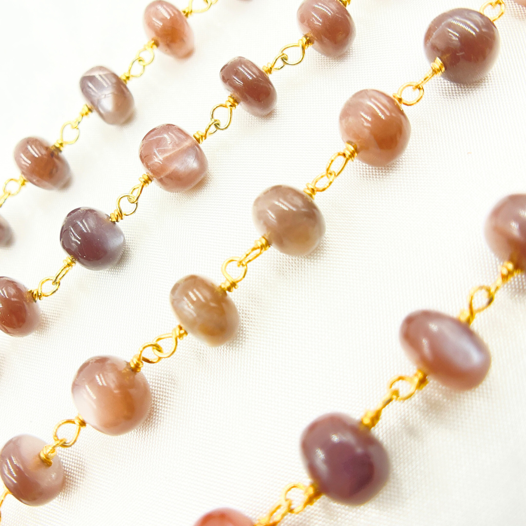 Chocolate Moonstone Gold Plated Wire Chain