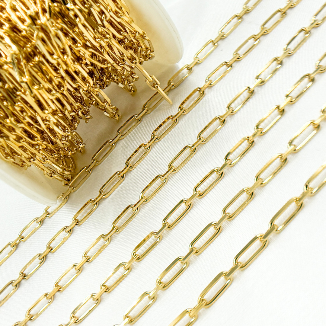 Gold Plated 925 Sterling Silver Diamond Cut Paperclip Link Chain. Z47GP