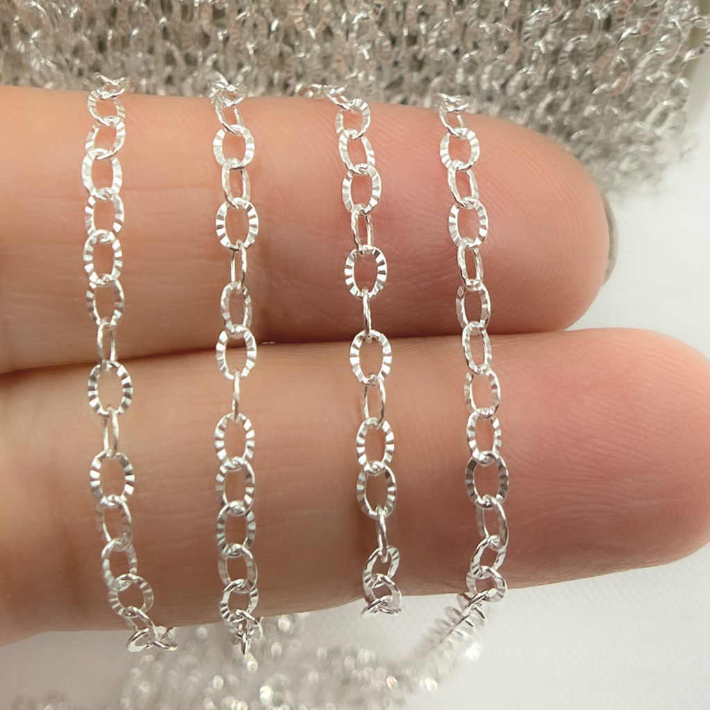 Buy Online Sterling Silver Hammered Oval Link Chain