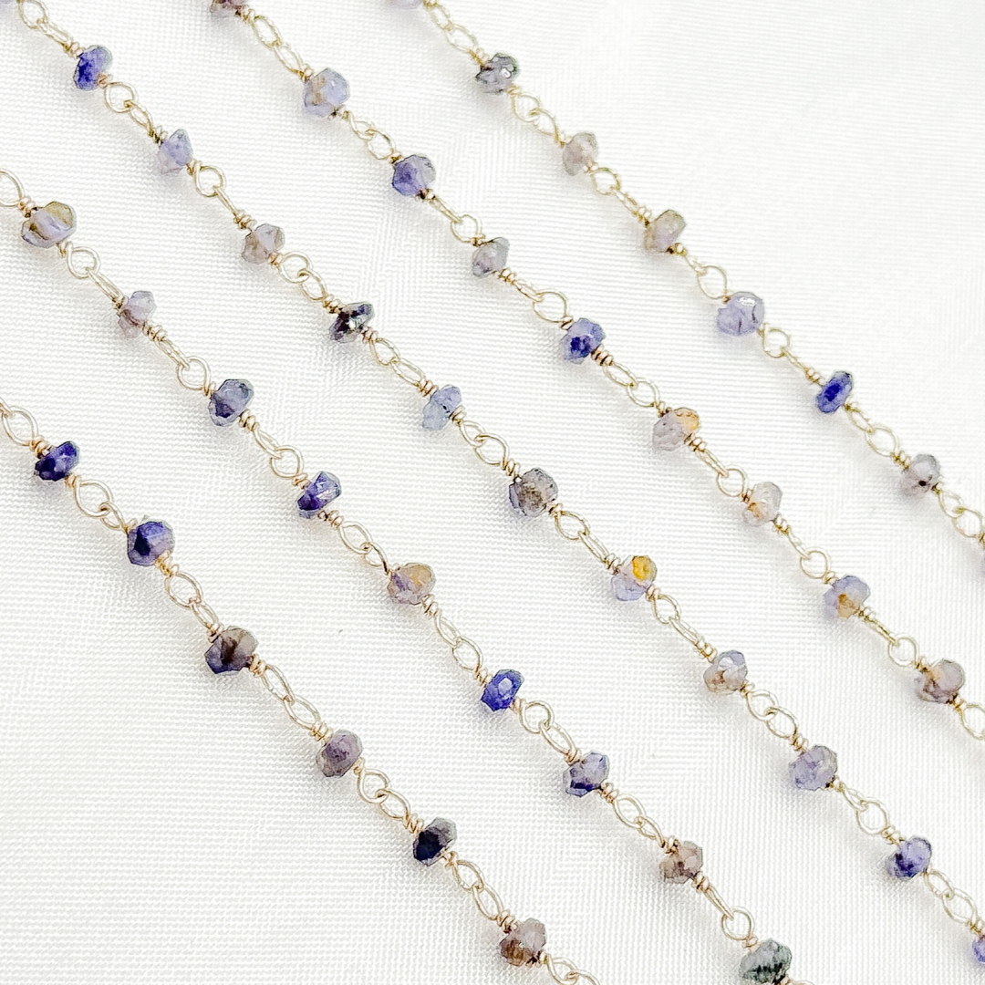 Iolite 925 Sterling Silver Wire Chain.