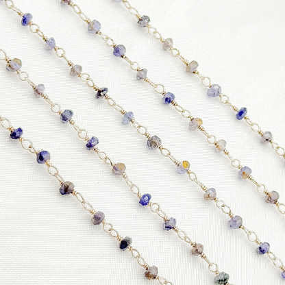 Iolite 925 Sterling Silver Wire Chain.