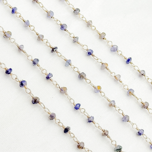 Iolite 925 Sterling Silver Wire Chain.