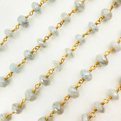 Coated Milky Aquamarine Gold Plated Wire Chain
