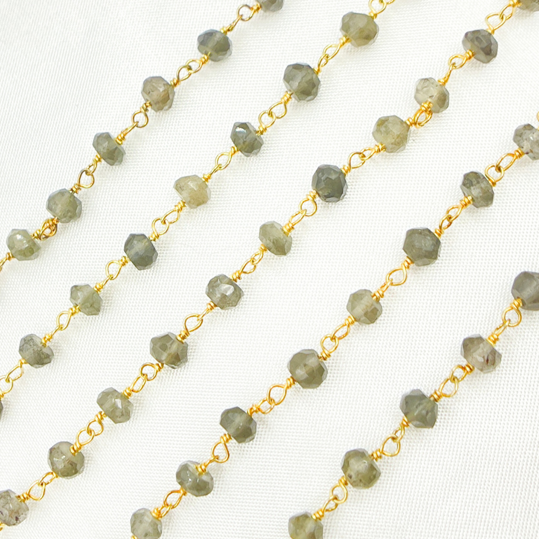 Smoky Quartz Gold Plated Wire Chain.