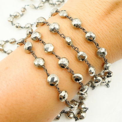 Steel Pyrite Small Coin Shape Oxidized Wire Chain. PYR41