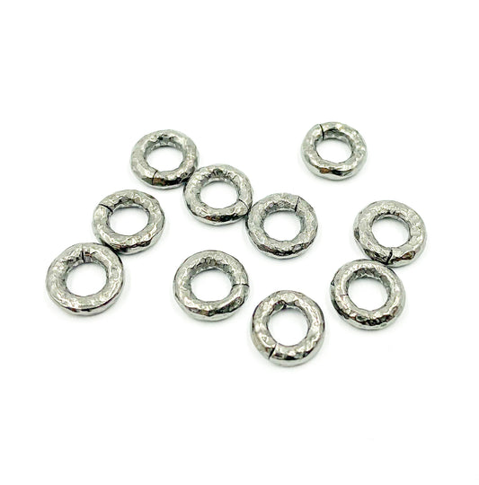 Sterling Silver Black Rhodium 8mm Hammered Open Jump Ring