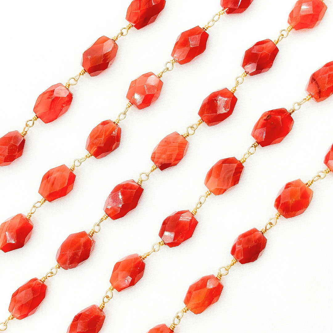 Carnelian Oval Gold Plated Wire Chain