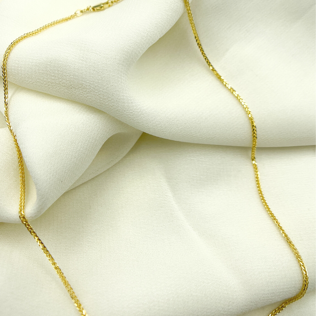 14K Solid Gold Wheat Chain