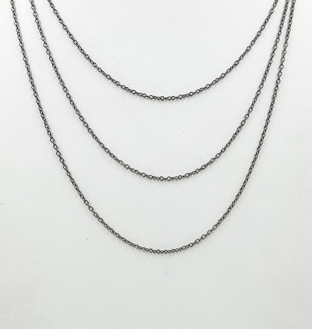Black Rhodium 925 Sterling Silver Cable Chain. BR3