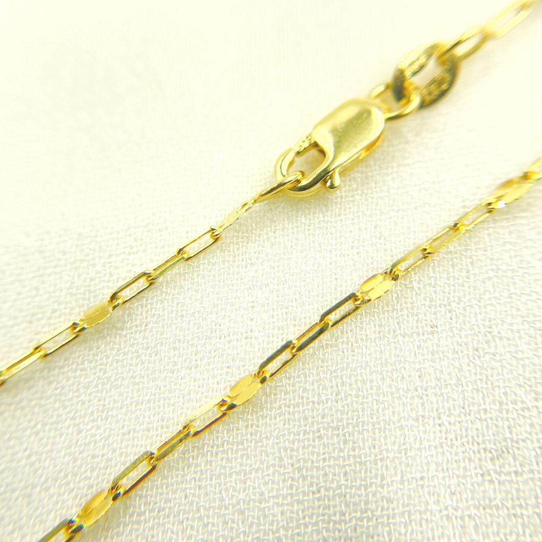 040FL60T5. 14K Solid Gold Paper Clip and Flat Marina Link Chain