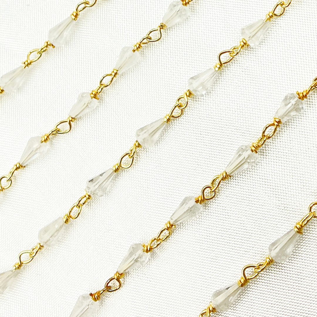 Crystal Gold Plated Wire Chain