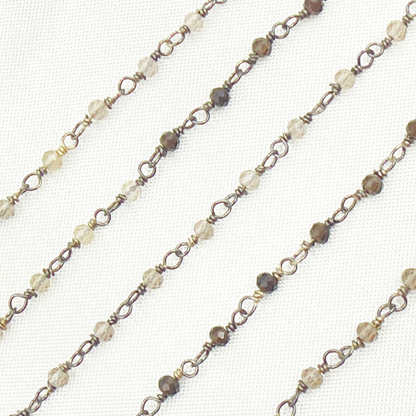 Shaded Smoky Quartz Oxidized Wire Chain.
