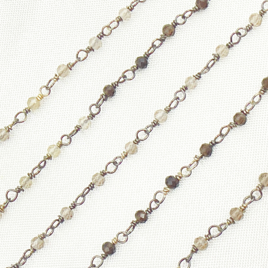 Shaded Smoky Quartz Oxidized Wire Chain.