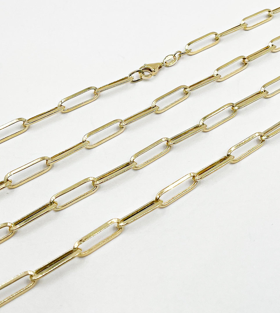 VD042. 14K Solid Gold Paperclip Chain