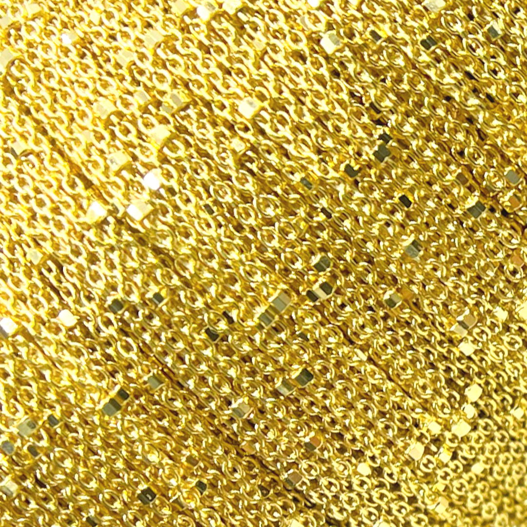 027R02S3TP0L8LbyFt. 14K Solid Yellow Gold Cube Satellite Chain by Foot