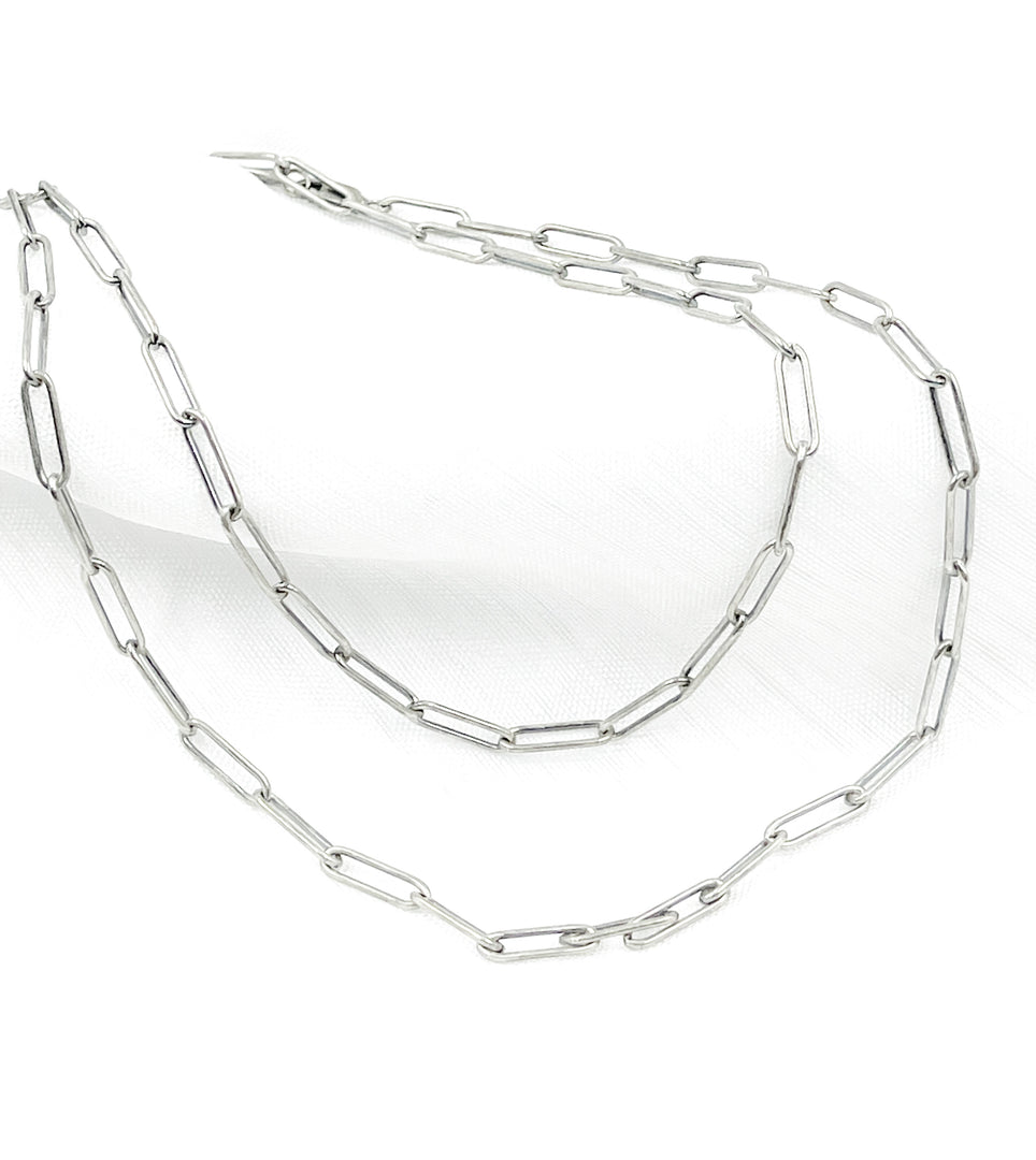 Oxidized 925 Sterling Silver Paperclip Finished Necklace. 4002OXNecklace