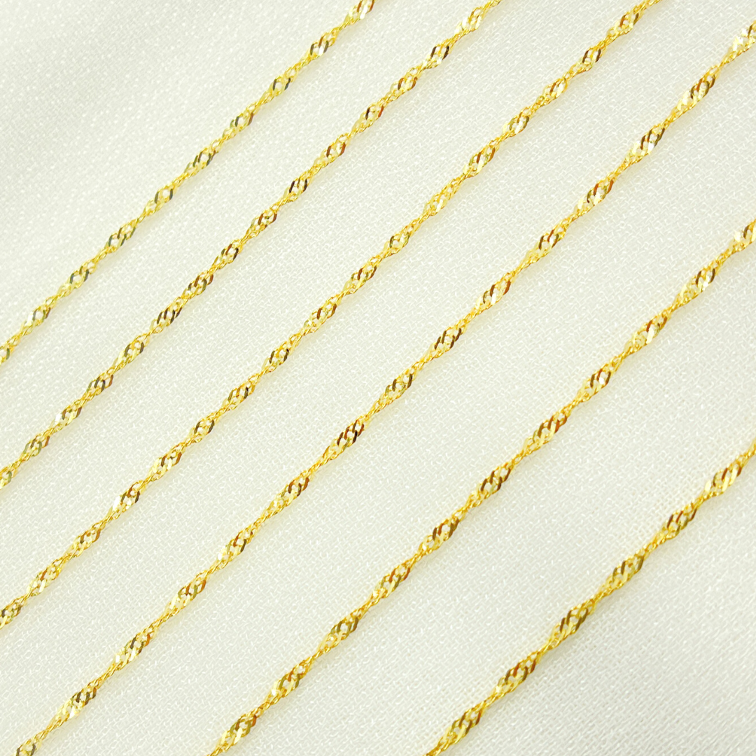 14K Solid Yellow Gold Singapore Twisted Chain by Foot. 020G2SLMSIT2byFt